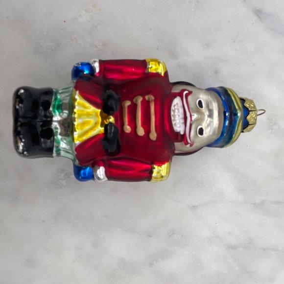 Blown Glass Nutcracker Ornament Christmas Soldier Red, Yellow, and Blue - Picture 2 of 8